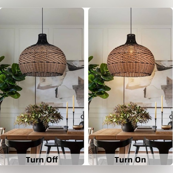 Arturesthome Rattan Pendant Light Fixture Wicker Chandelier, Handmade Woven - Picture 3 of 8